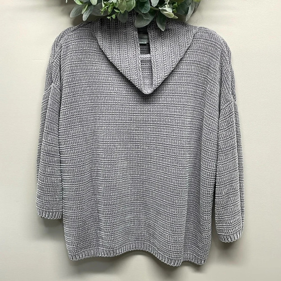 Liz Claiborne Chenille Cowl Neck Sweater Gray M - Picture 1 of 15